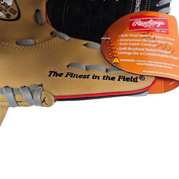 NEW Rawlings 10 Inch Tan Black Lefty Tee Ball Glove Catching Sports WPL10CBSG - Picture 11 of 14